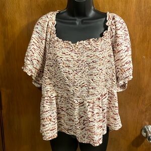 Tye-dye puffy sleeved blouse